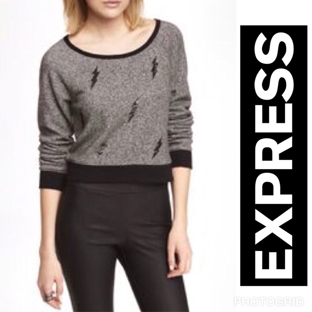 Sequin lightning bolts Express crop sweatshirt